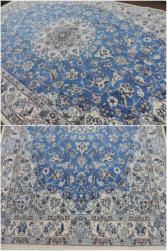 ペルシャ絨毯 カーペット ラグ ウール100% 手織り 高級 ペルシャ絨毯の本場 イラン ナイン産 235cm×147cm 【本物保証/直輸入】