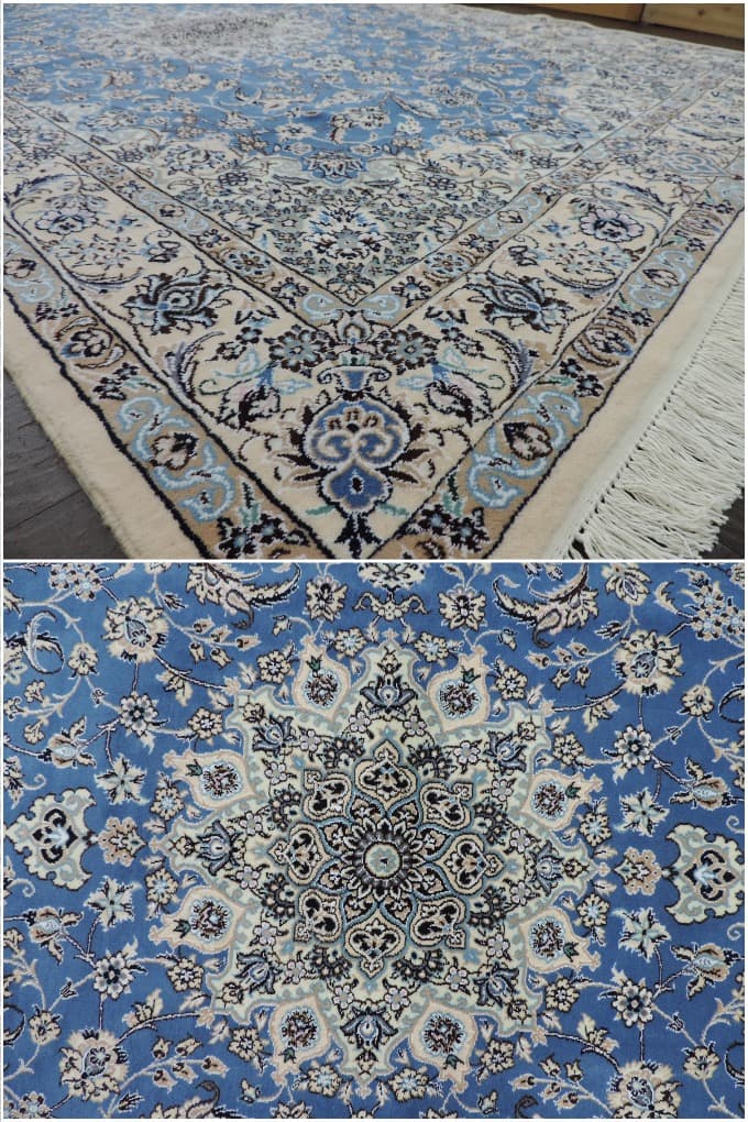 ペルシャ絨毯 カーペット ラグ ウール100% 手織り 高級 ペルシャ絨毯の本場 イラン ナイン産 235cm×147cm 【本物保証/直輸入】