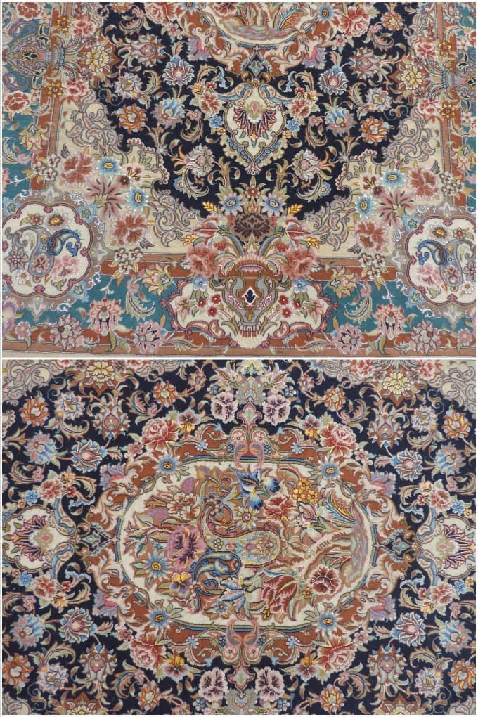 ペルシャ絨毯 カーペット ラグ ウール＆シルク 手織り 高級 ペルシャ