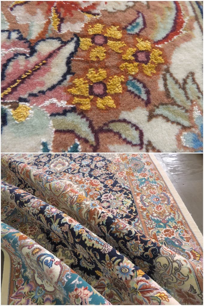 ペルシャ絨毯 クム産 イラン カーペット ラグ 131cm×201cm ペルシャ絨毯 カーペット ラグ ウール＆シルク 手織り 高級 ペルシャ