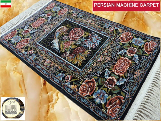 ペルシャ絨毯 カーペット ラグ 玄関マット 100万ノット 高密度 ソフトタッチ ウィルトン織り 機械織り ペルシャ絨毯の本場 イラン産 80cm×50cm 【本物保証/直輸入/高品質/高級/激安】