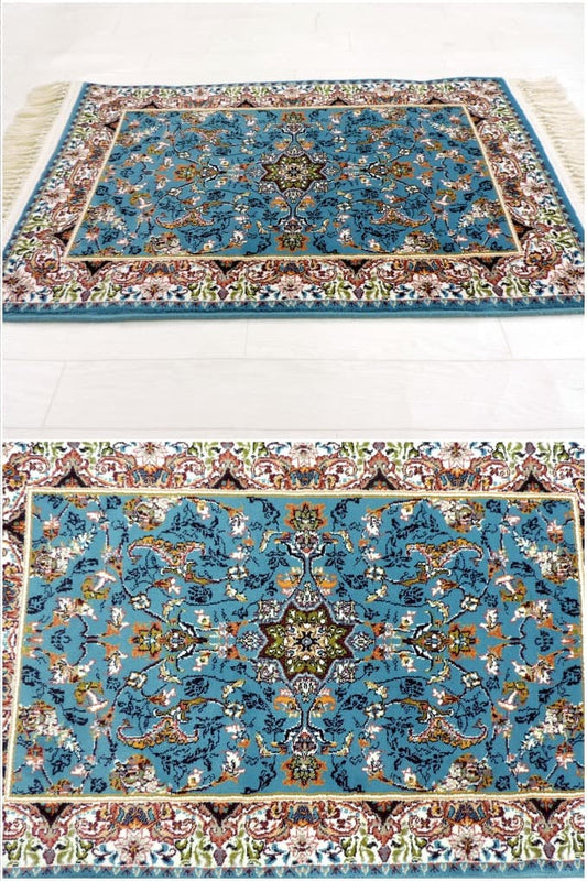 ペルシャ絨毯 カーペット ラグ 63万ノット 高密度 ソフトタッチ ウィルトン織り 機械織り ペルシャ絨毯の本場 イラン産 玄関マット 85cm×50cm 【本物保証/直輸入/高品質/高級/激安】