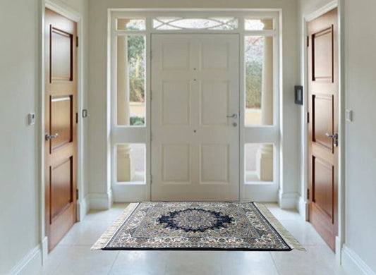 ペルシャ絨毯 カーペット ラグ 63万ノット 高密度 ソフトタッチ ウィルトン織り 機械織り ペルシャ絨毯の本場 イラン産 玄関マット 120cm×80cm 【本物保証/直輸入/高品質/高級/激安】